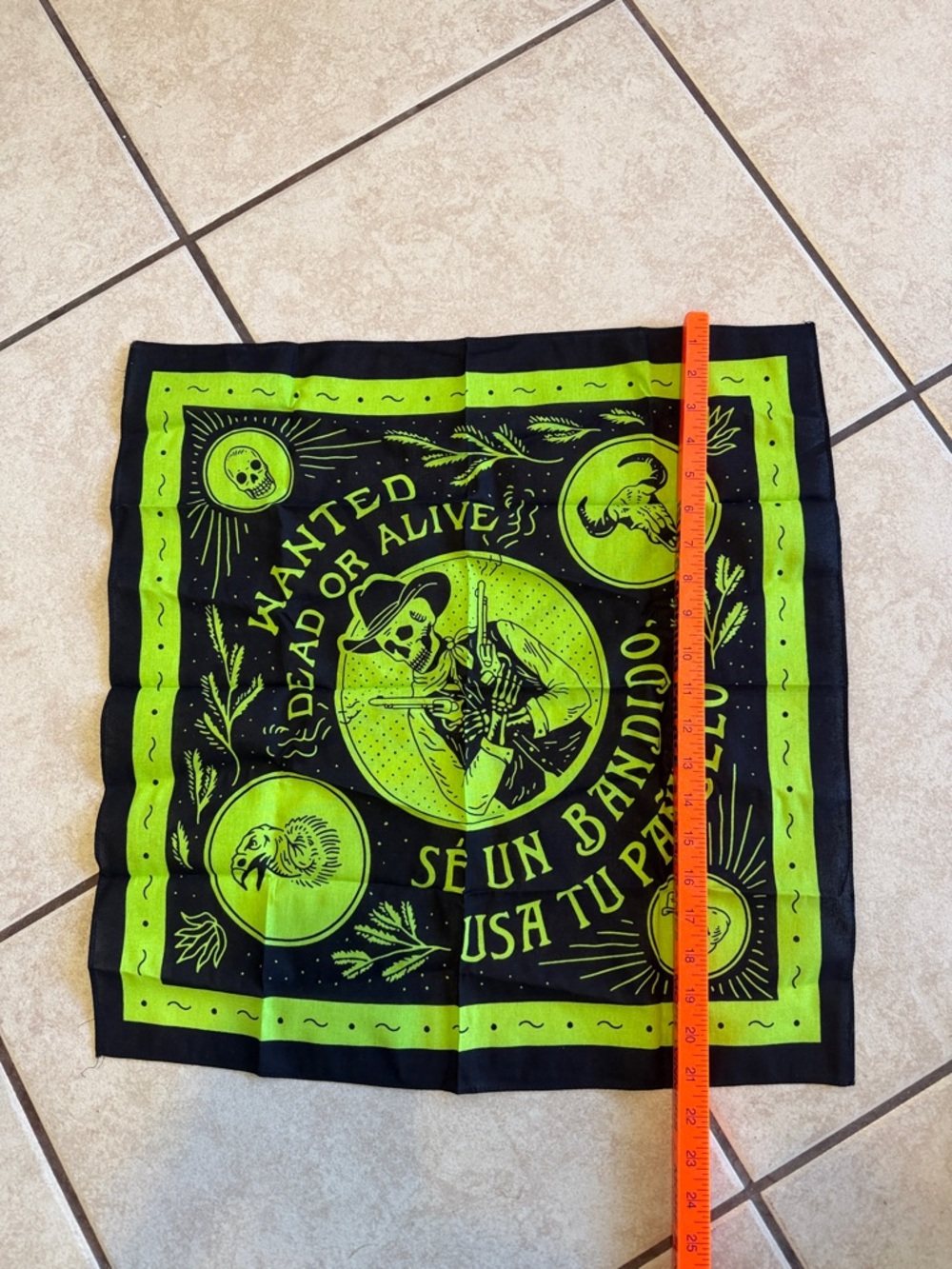 Neon Green & Black Wanted Bandana - Picture 4 of 6
